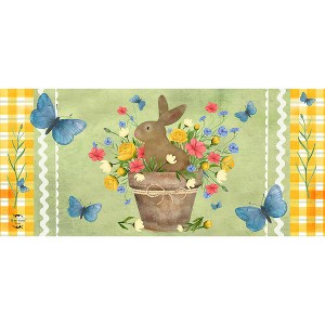 Briarwood Lane Spring Flowerpot Bunny Mini Mat 22x10 Indoor Outdoor For Spring Doormat - 1 of 2