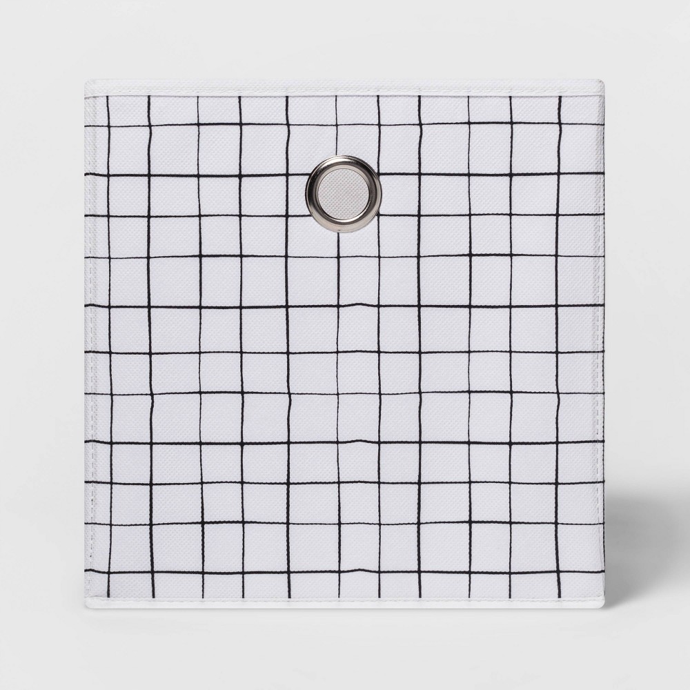 11" Fabric Cube Storage Bin White/Black - Room Essentials