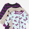 Leveret Girls Cotton Baby Footed Pajamas – 3 Pack – Magical & Nature Sleepers - 2 of 4