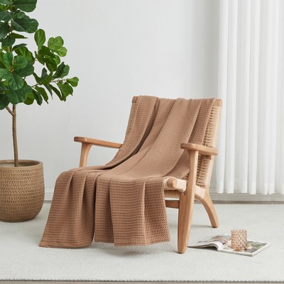 Toffee Cotton Waffle Weave 50" x 60" Throw Blanket