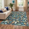 Coucheta Botanical Area Rug - Washable Leaf Print Rug, Non-Slip Low Pile Indoor Carpet for Living Room & Office, Machine Washable - 2 of 4