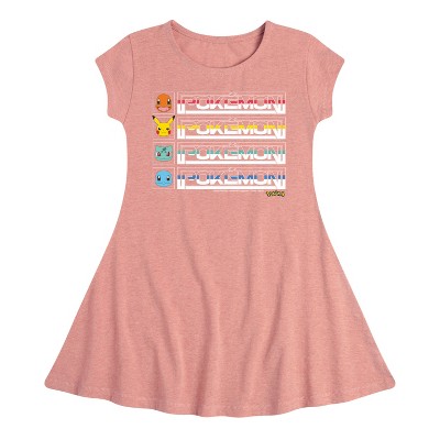 Girls' - Pokémon - Retro Pokémon Logo Fit & Flair Cap Sleeve Dress