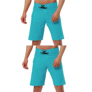 Lars Amadeus Men's Solid Color Elastic Waist Drawstring Beach Board Shorts 2 Pack - 1 of 4
