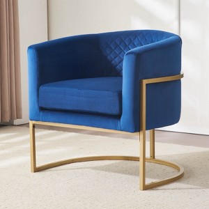 Racxily Upholstered velvet chair Gold metal bracket, medieval living room office tea room lounge chair - 1 of 4