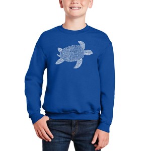 LA Pop Art Turtle - Boy's Word Art Crewneck Sweatshirt - 1 of 3