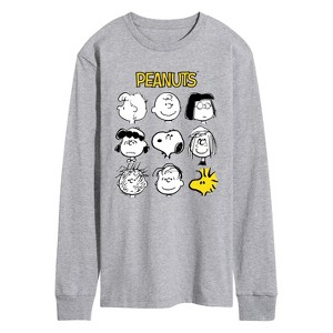 Men's - Peanuts - Many Faces Of Snoopy And Friends Long Sleeve Graphic T-Shirt - 1 of 4