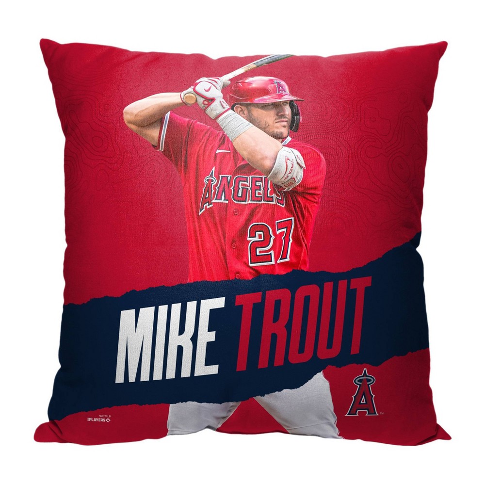 Photos - Pillow MLB 18"x18"  Los Angeles Angels 23 Mike Trout Player Printed Throw Decorative  