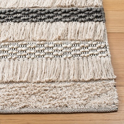 Hand-Tufted Beige and Grey Wool Rectangular Rug, 3' x 5'
