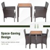 Tangkula Set of 3 Wicker Dining Set Acacia Wood Table Top W/ Cushioned Chairs Patio Garden - 2 of 4