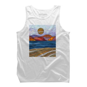 Men's Design By Humans Beach Landscape Stain Glass By Maryedenoa Tank Top - 1 of 2