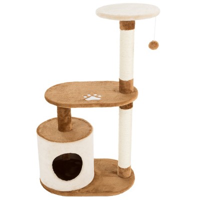 Pet Adobe Multilevel Kitty Condo - 21" x 13.75" x 37.5", Brown and Tan