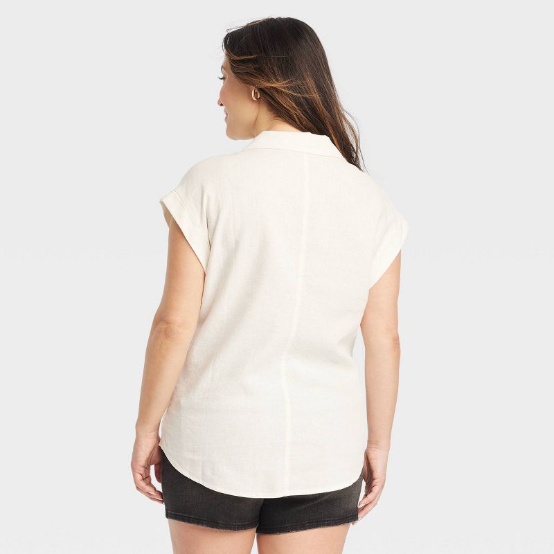 Short Sleeve Linen Button-Up Maternity Shirt - Isabel Maternity by Ingrid & Isabel™, 2 of 4