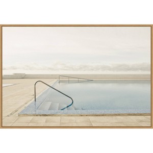 33" x 23" Off Season Swimming Pool by Robert Steinkopff Framed Canvas Wall Art Print - Amanti Art: Modern Lithograph, Textured Look - 1 of 4