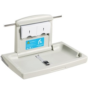 VEVOR Wall-Mounted Baby Changing Station, Horizontal Foldable Diaper Change Table with Safety Straps and Hanging Rods, Use in Commercial Bathrooms - 1 of 4