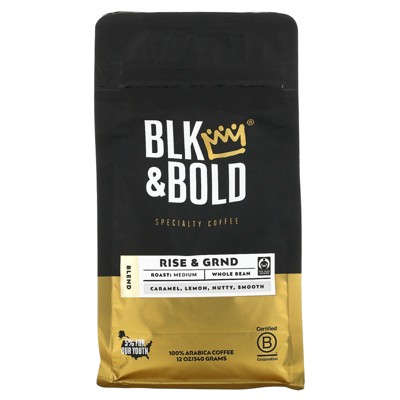 BLK & Bold Specialty Coffee, Rise & GRND, Whole Bean, Medium Roast, 12 oz (340 g)