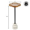 JONATHAN Y Colby 24.5" Classic Wood/Metal Drink Table & Decorative End Table with Quatrefoil Top & White Marble Base - 4 of 4