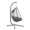 PAGED Porch Swing with Stand Wicker Hanging Egg Chair with Seat Cushion for Balcony, Porch, Garden - 2 of 4