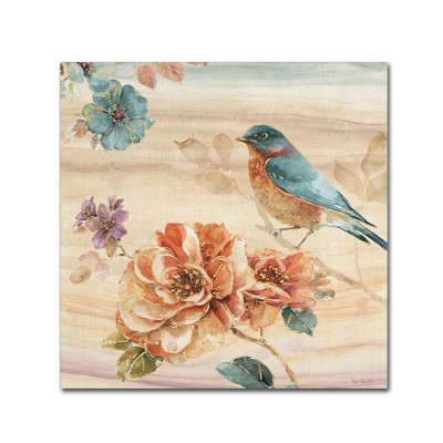 Spiced Nature III 24x24 Canvas Art with Blue and Gold Bird