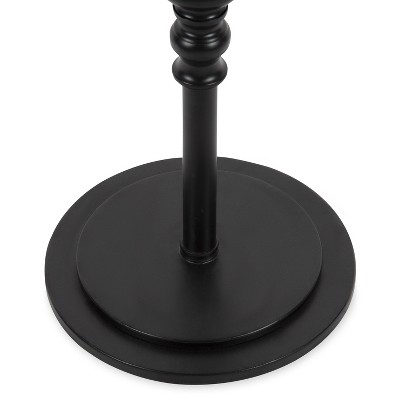 Rustic Caramel Black Round Wood and Metal Pedestal Table