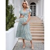 Maternity Dress with V-Neck & Tie Waist - Women's Short Sleeve High Waist Pregnancy Dress - 2 of 4