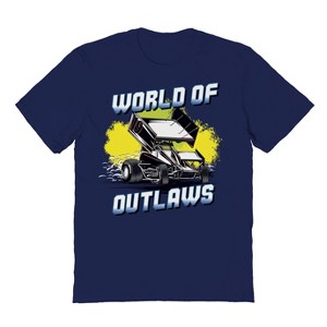 Woo Men's World Of Outlaws Yellow Splash Short Sleeve Graphic Cotton T-Shirt - Navy XL - 1 of 4