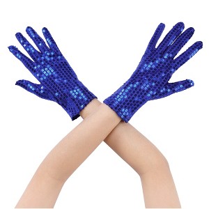 INSPIRE CHIC Women's Sequin Wrist Full Finger Sparkly Sleeves Gloves for Party Banquet Costume Prom Dress 1 Pair - 1 of 4
