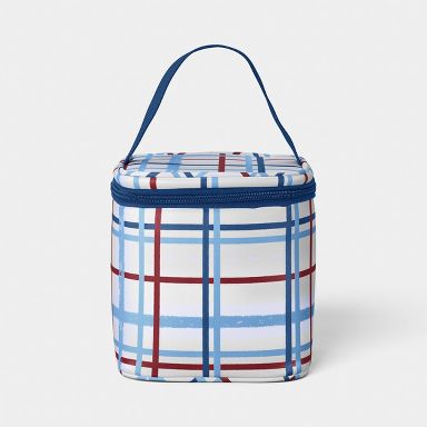 4 Cans/3.1qt Soft Sided Personal Cooler Red/White Plaid - Sun Squad™