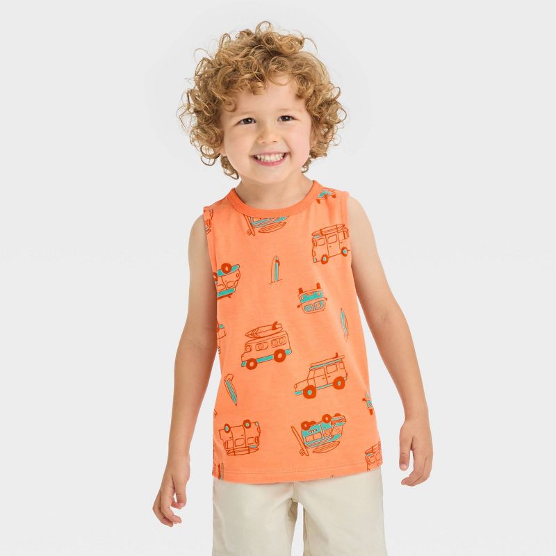 Toddler Boys' Van Tank Top - Cat & Jack™ Melon Orange, 1 of 5