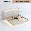 Floating Platform Bed with Velvet Upholstered Headboard, Metal Bed with LED Lights and USB Ports, Bed with Hidden Storage-Baofuwish - 4 of 4