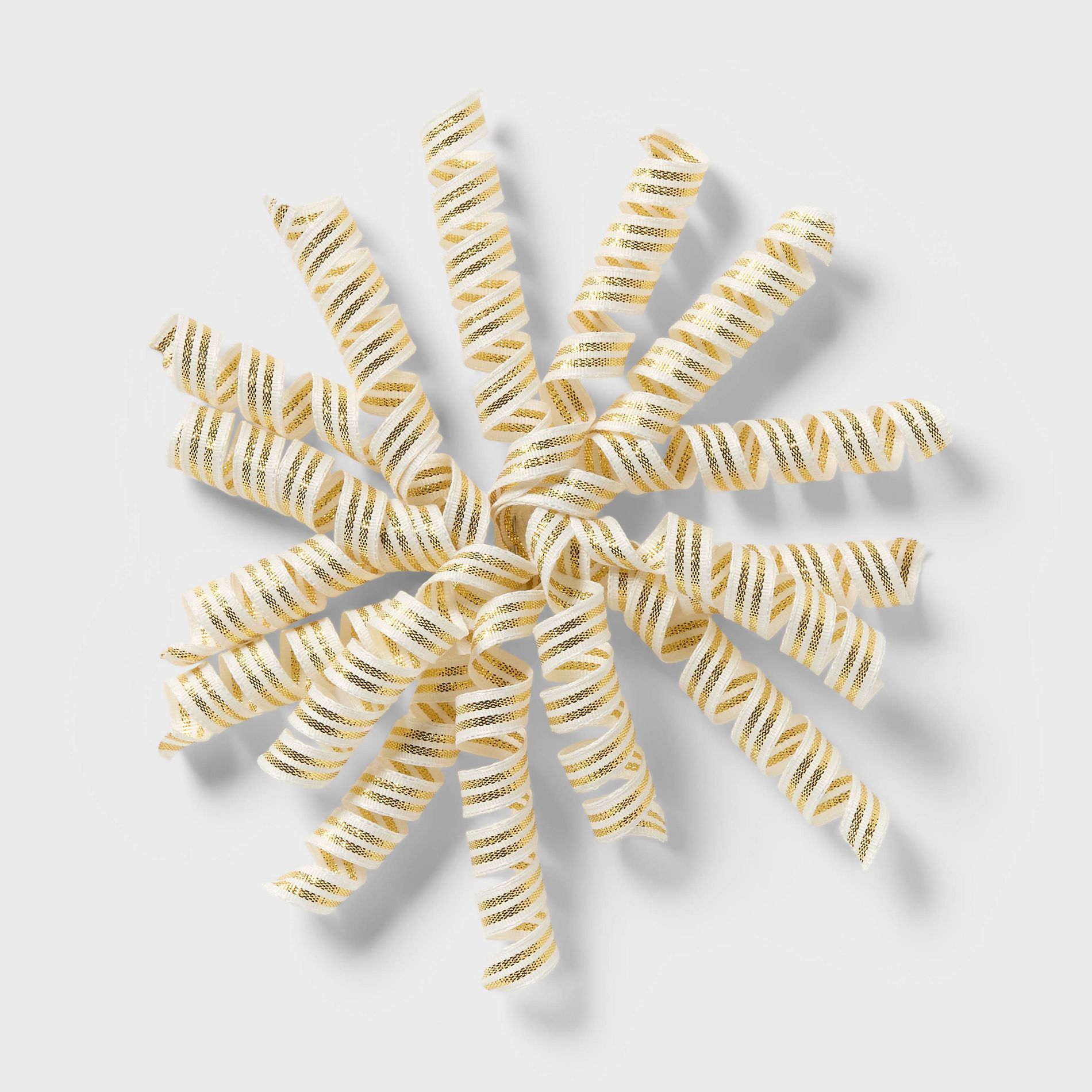 5" Fabric Curl Swirl Gift Bow Gold/White -  Spritz™