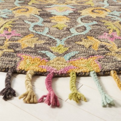 Country Casual Floral Hand-Tufted Round Wool Rug, Multicolor 6'