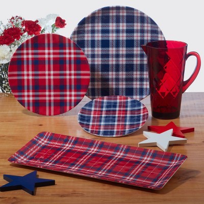 Certified International Christmas Plaid Melamine Dinnerware Collection