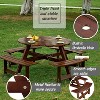 Gulches Outdoor 8 Person Picnic Table 8 person Round Picnic Table with 4 Built-in Benches - 3 of 4