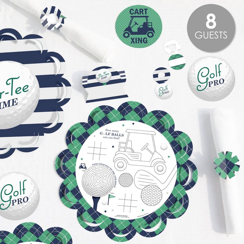 Big Dot of Happiness Par-Tee Time - Golf - Happy Birthday Party Supplies Kit - Ready to Party Pack - 8 Guests, 2 of 7