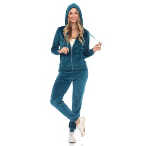 Women's 2 Piece Velour Tracksuit Set - White Mark - 1 of 4