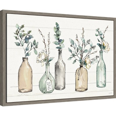 Farmhouse Still Life Framed Canvas Wall Art in Graywash Frame