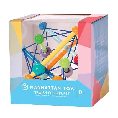 manhattan toy skwish natural rattle and teether grasping activity toy