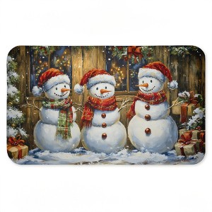 Stupell Industries Rustic Snowman Trio Printed Anti-Fatigue Floor Mat, design by Creative Studio, 30"x18" - 1 of 4