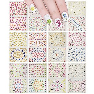 Wrapables 24 Sheets Flowers-A-Plenty Multicolor Flowers Nail Stickers Nail Art Set - 1 of 3