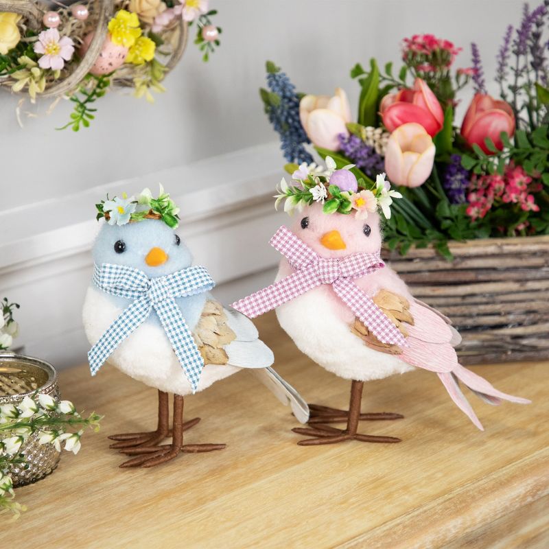 Northlight Plush Bird with Gingham Bow Easter Figurine - 7.75" - Pink, 3 of 7
