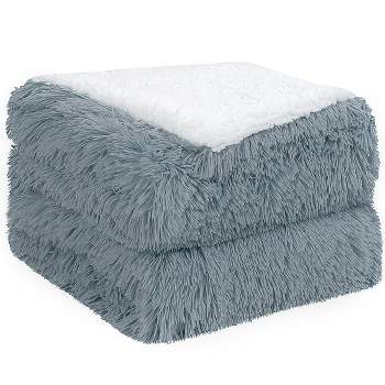 PiccoCasa Shaggy Faux Fur Warm Reversible Solid Plush Fluffy Fleece Blankets