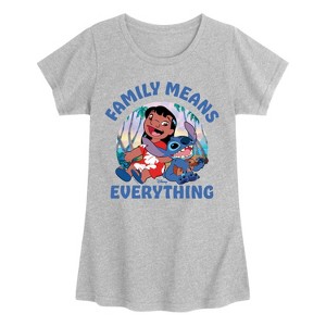 Girls' - Disney - Family Means Everything Fitted Short Sleeve Graphic T-Shirt - 1 of 3