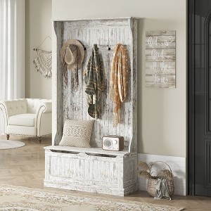 Kumasinova 3-in-1 Hall Tree with Storage Bench Seat,Entryway Coat Rack with 4/5 Hooks,Clothing Rack with Shoe Cabinet for Mudroom - 1 of 4