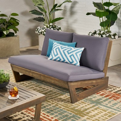 Gray Acacia Wood Outdoor Loveseat with Dark Gray Cushions