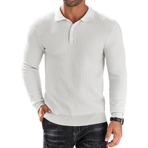 COOFANDY Men's Knit Polo Shirts Long Sleeve Sweater Polo Lightweight Fashion Casual Collared T Shirts - 1 of 4