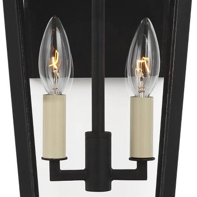 Warren Textured Black 2-Light Dimmable Outdoor Lantern with Clear Panels