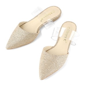 Allegra K Women's Glitter Clear Strap Flat Mules - 1 of 4
