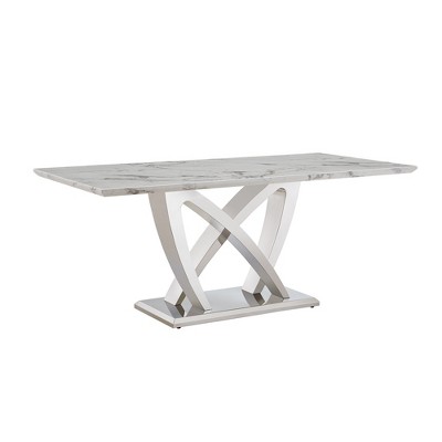 Dolonm 70" Modern Faux Marble Dining Table for 6 with Stainless Steel Base