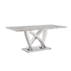 Dolonm 70" Modern Faux Marble Dining Table for 6 with Stainless Steel Base - 1 of 4