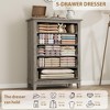 5 Dresser for Bedroom,Freestanding Wooden Closet Chest for Bedroom, Living Room，Tall Vertical Drawer Dresser with Large Storage, - 3 of 4